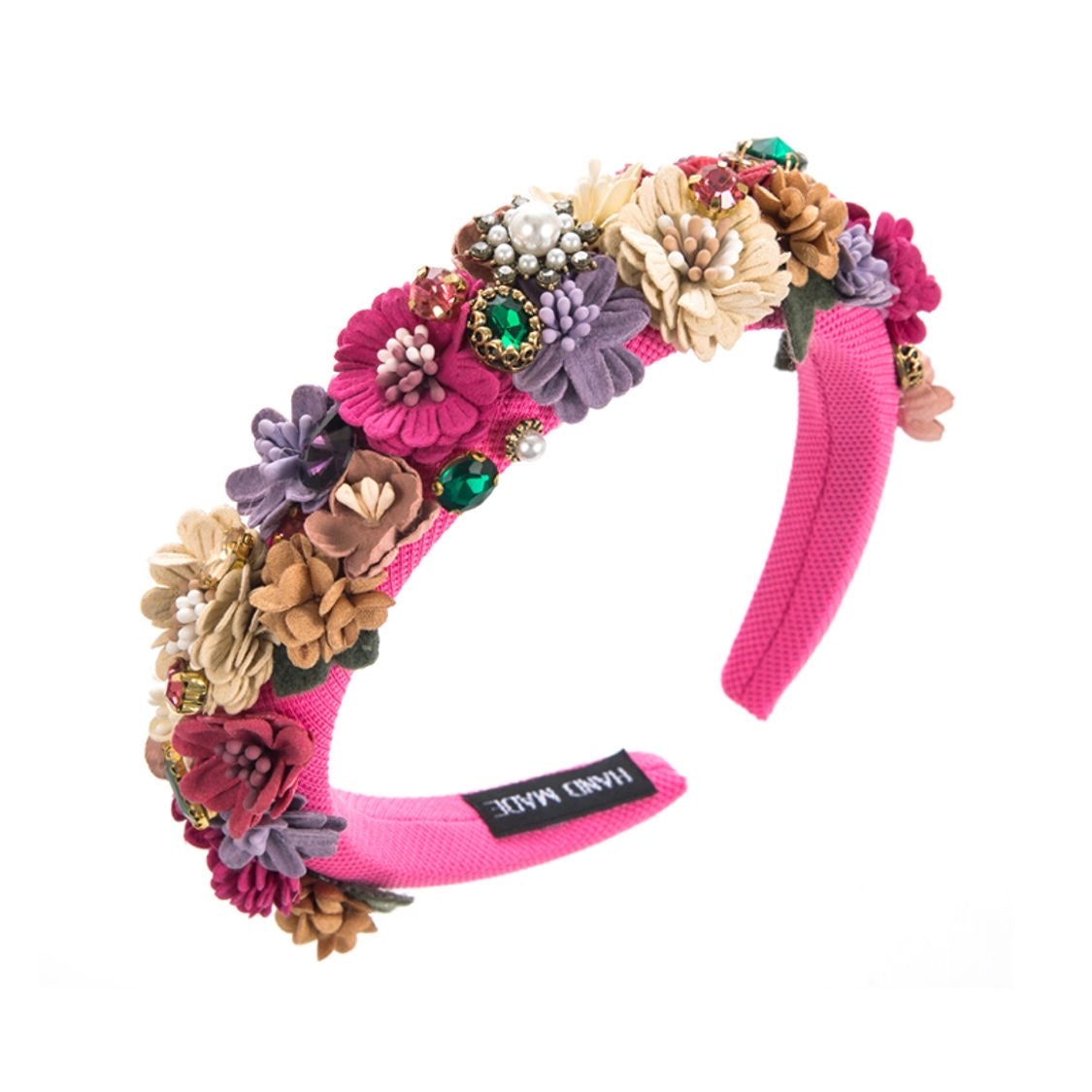 Diadema rosa con flores 3d colores
