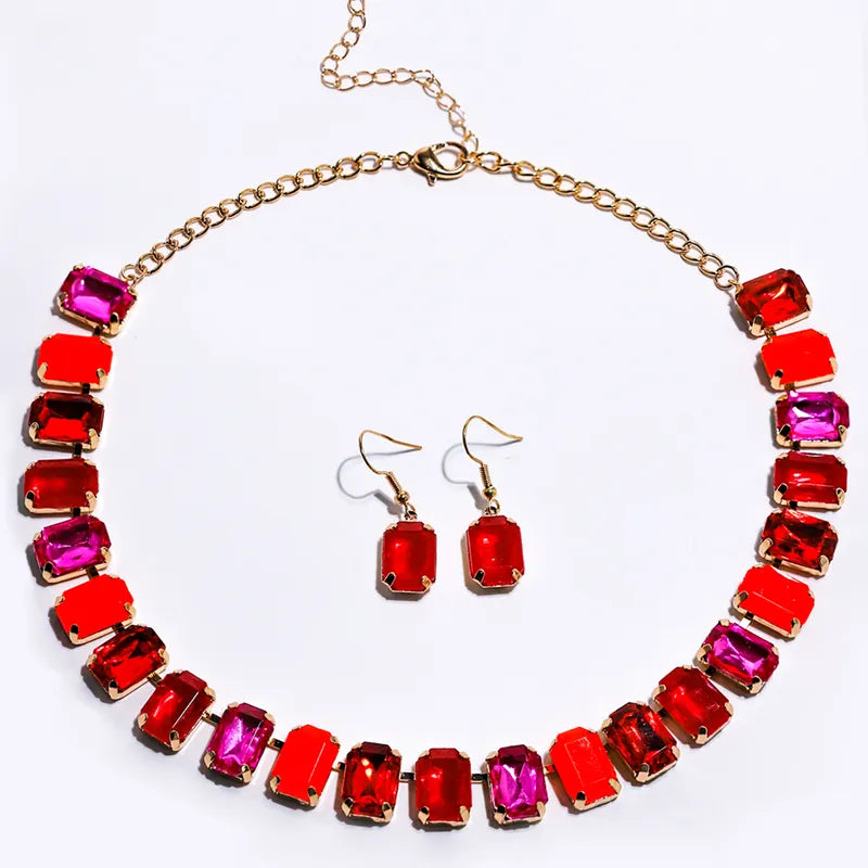 Set Collar y Aretes Dany Rojos