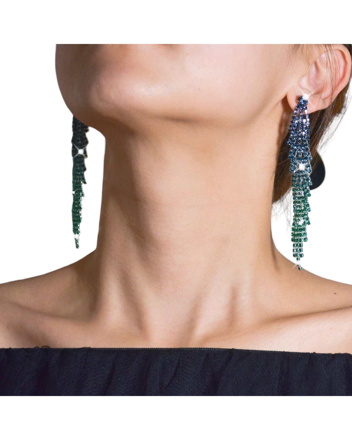 Aretes tornasol hojas cascada piedras