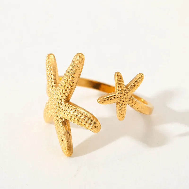 Anillo Dorado Double Starfish