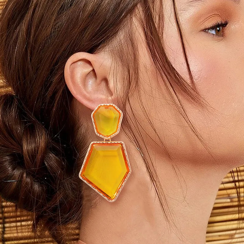 Aretes Pentagonos Amarillos