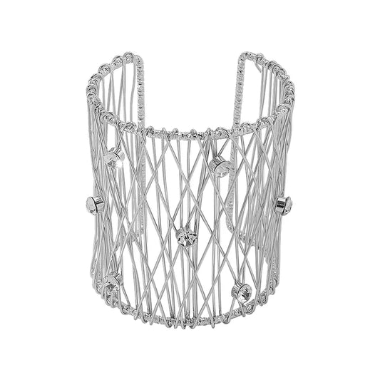 Brazalete Silver Criss Cross Crystal