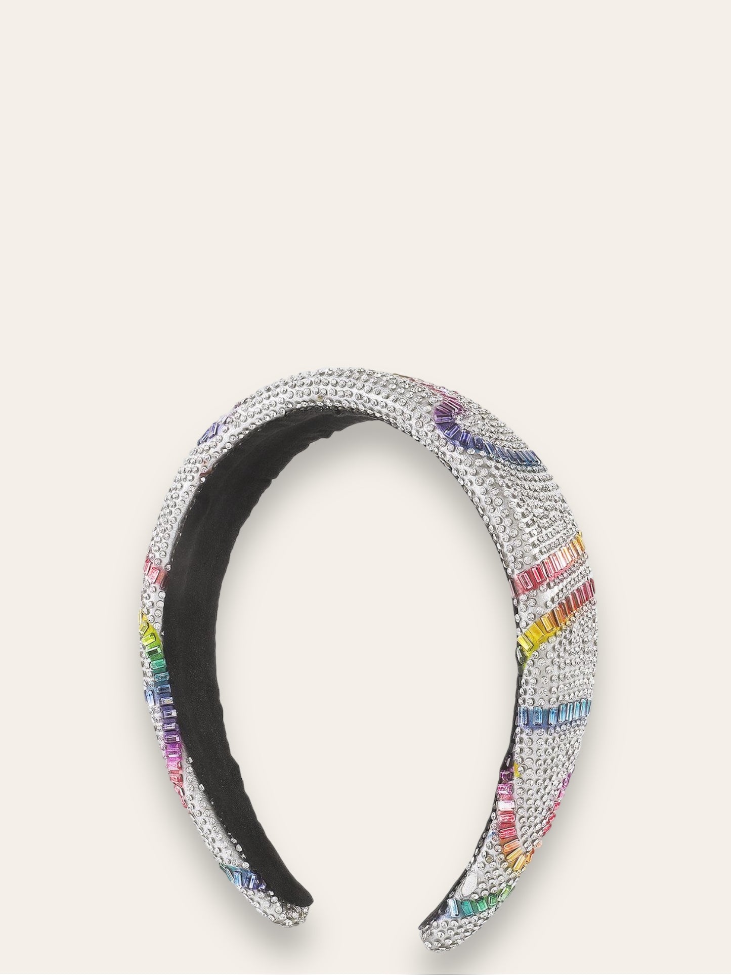 Diadema gris piedras con corazones arcoíris